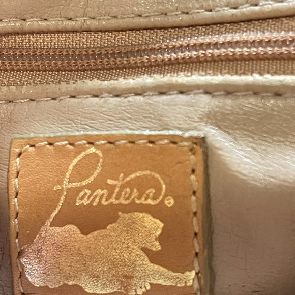 Pantera Leather woven VINTAGE Handbag with bamboo handle. - Picture 3 of 7